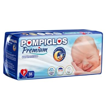 3707 - PAÑALES POMPIGLOS TALLA P 1X56 PAÑALES
